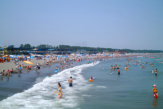 静波海岸の賑わい